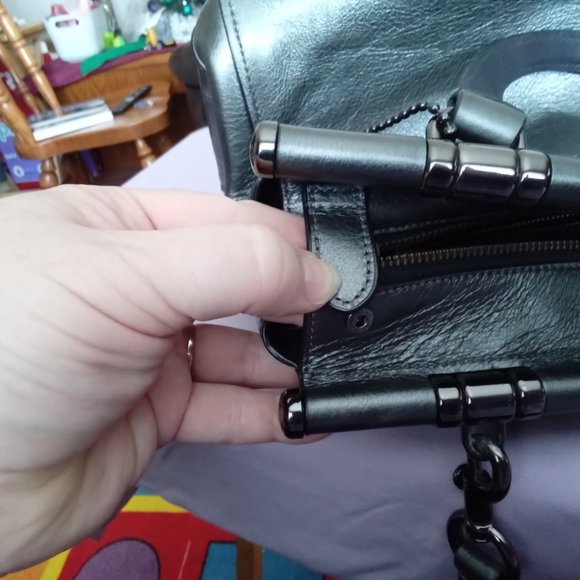 Gorgeous Grey/Silver metallic Coach Bag - Picture 6 of 8